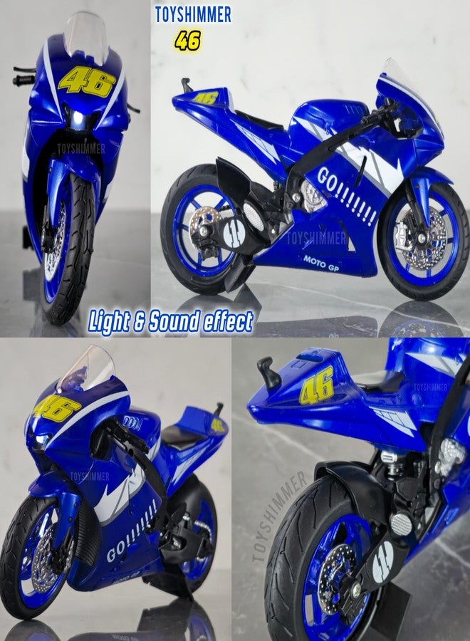 Toyshimmer Moto GP 46 Practice Track Bike diecast Motorcycle with Light & Sound,1:12 Scale, Blue Color - Image 5